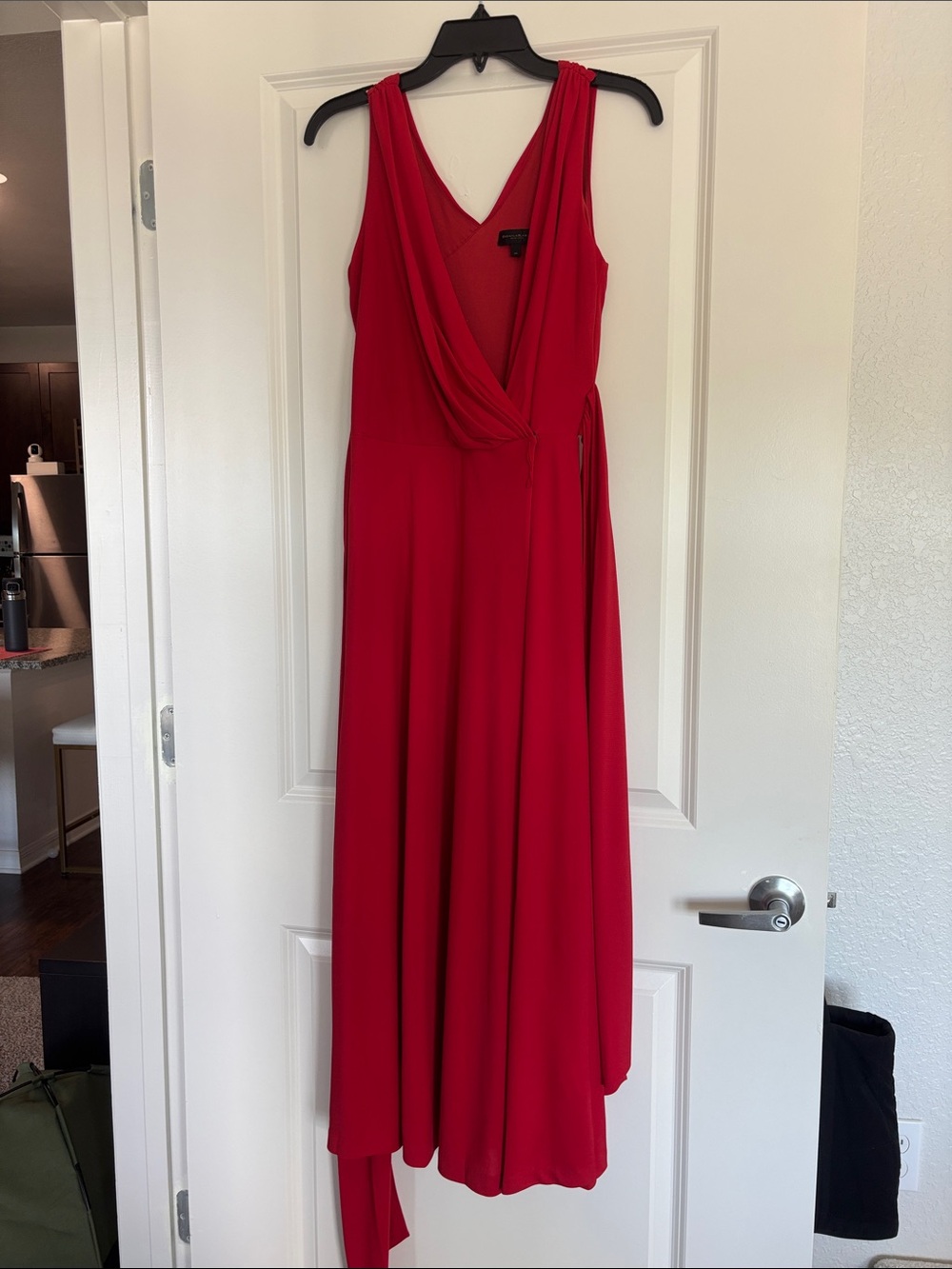 Red Sleeveless Wrap Maxi Dress